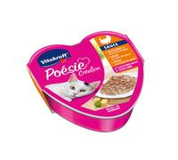 Vitakraft Poésie Création, comida húmeda para gatos, en salsa, pavo y salsa de queso, alimento húmedo para gatos adultos, sin azúcares ni cereales añadidos (1x85g)