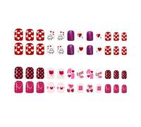 48 Uds De uñas artificiales inspiradas en Valentín con diseño de destellos de corazón de amor, estilos dulces, prensas rápidas de ABS para Valentín en las uñas