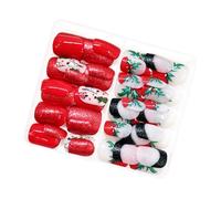 48 Uds. Presione Sobre Las Uñas Cerezas Artificiales Cuadradas Cubiertas Completas Se Pegan En Árbol De Navidad Falso