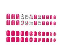 48 uñas artificiales cuadradas cortas con purpurina de corazón de varios tamaños para uñas con purpurina de corazón