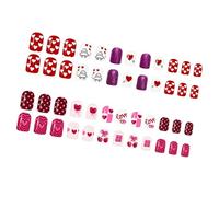 48 uñas artificiales de San Valentín con diseño de brillo de amor, fáciles de aplicar, ajuste cómodo, varios usos, uñas con purpurina de corazón, diseño romántico