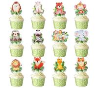 48 unidades de animales de safari de la selva para cupcakes, decoración de JUMRHFAN Forest Thema Baby Shower Decoraciones, Wild One Cake Toppers Cupcake Picks, Safari Party Forest Baby Shower