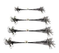 48 Unidades de Línea de Pesca Negra Antimordeduras - Acero Inoxidable con Articulación Giratoria - Accesorios para Mar y Río (4 Tamaños)