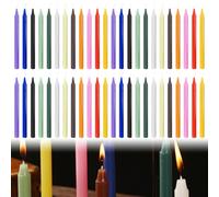 48 velas coloridas: pequeñas velas sin goteo, 15 cm de alto, velas puntiagudas, velas de candelabro para chimas, juego de velas, velas de colores, velas de varilla, colores pastel para comunidad