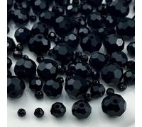 480 cuentas de cristal de 3 mm, 4 mm, 6 mm, 8 mm, 10 mm, cuentas espaciadoras redondas de cristal facetado para pulseras, collares, aretes, manualidades, joyería (negro)