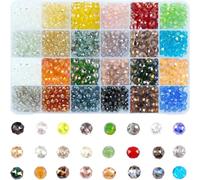 480 Piezas Abalorios para hacer pulseras，24 Colores cuentas para pulseras，8 mm Abalorios Cristal Facetado para DIY Collares Manualidad Regalo