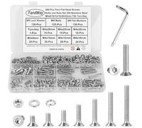 480 Piezas Tornillo y Tuercas y Arandelas M4 Tornillos Torx Cabeza Avellanado, Tornillos de Máquina Cabeza Plana, Métricos Rosca Completa Acero inox 304 con 1 T20 llave.