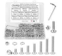 480 Piezas Tornillo y Tuercas y Arandelas M4 Tornillos Torx Cabeza Redonda, Tornillos de Máquina Cabeza Alomada, Métricos Rosca Completa Acero inox 304 con 1 T20 llave.
