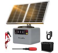 48KM Solar Pastor Electrico, 0.3- 1.5J 6-12KV Ajustable pastor electrico Cerca eléctrica Controlador para Granja de animales, Electrificador de cercados para Ganado, Aves, Granja