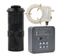 48MP HDMI USB Industrial Video Microscope Camera for Machine Vision Camera Mobile Phone Maintenance Inspection & 100X C-Mount Lens Whit 56-LED Adjustable Ring Light