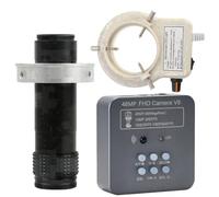 48MP HDMI USB Industrial Video Microscope Camera for Machine Vision Camera Mobile Phone Maintenance Inspection & 120X C-Mount Lens Whit 56-LED Adjustable Ring Light