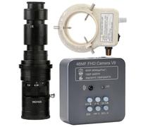 48MP HDMI USB Industrial Video Microscope Camera for Machine Vision Camera Mobile Phone Maintenance Inspection & 500X C-Mount Lens Whit 56-LED Adjustable Ring Light