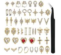 48Pcs Manicure Aleación De Diamante De Circón, Pinzas De Manicura De 1 Pieza, Accesorios De Gemas De Manicura, Accesorios De Herramientas De Arte De Manicura De Bricolaje.