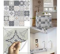 48pcs Pegatinas de Azulejos, Calcomanías de Azulejos Mosaico Retro Estilo Marroquí Autoadhesivo Azulejo Transferencias Pegatinas DIY Para Cocina Baño Decoración del Hogar (20 x 20 cm, 48PCS)
