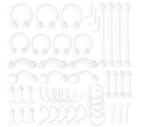 48Pcs Piercing Retainers Transparent Nose Plastic, Lengua, Pezón, Labios, Cejas, Cartílago, Tragus Y Orejas, Pendientes Transparentes Para Orejas Para Cirugías Y Resonancias Magnéticas