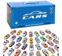 48PCS/Set Coches de Carreras Simulación Divertida Coches con tracción hacia atrás con Juguetes de Garaje incorporados Mini tracción portátil para niños niñas Amantes de los niños pequeños, Azul