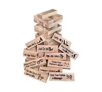 48pcs Super Naughty Block Tower Game Funny Couple Stacking Tower with Truth Or Dare Questions And Challenges Games Valentine Tumbling Tower Stacking