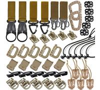 48pcs Tactical Gear Clip Set Molle Webbing Attachments para Mochila Chaleco Cinturón con Gancho de Correa Nylon, d Ring Grimlocks Locking, Web Dominators Molle Accessories