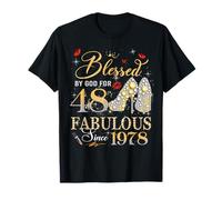 48th Birthday Queen Blessed by God 48 Fabulous Since 1978 Camiseta