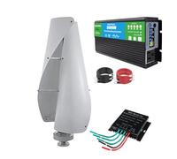 48V,Turbina de Viento de Eje Vertical de 2 Palas de 10000 W con Controlador Generador de Molino de Viento de bajo Ruido de 12 V 24 V 48 V, Eje Vertical, para Marina, RV, hogar (Blanco)