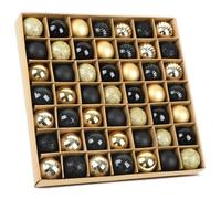 49 pcs Christmas Baubles Black Gold Set, 3cm Plastic Christmas Tree Baubles Hook Christmas Baubles Small for Christmas Tree Decorations, Tree Baubles Christmas Deco Baubles Pendants Mini Tree Deco