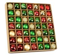 49 pcs Christmas Baubles Red Gold Green Set,3cm Plastic Christmas Tree Baubles Hook Christmas Baubles Small for Christmas Tree Decorations,Tree Baubles Pendants Mini Tree Decorations Christmas