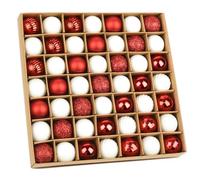 49 pcs Christmas Baubles Red White Set, 3cm Plastic Christmas Tree Baubles Hook Christmas Baubles Small for Christmas Tree Decorations, Tree Baubles Pendants Mini Tree Decorations Christmas