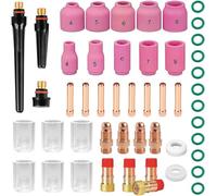 49 Piezas Accesorios de Maquina de Soldar TIG, Soldador TIG AC DC, Antorcha TIG con Lente de Gas, Anillo Silicona, Junta Goma, Cuerpo Pinza, para Soldadura Antorcha Consumibles TIG WP-9/17/18/26