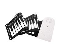 49 Teclas Enrollables Piano Portátil Plegable Teclado de Piano de Silicona Altavoz Incorporado para Niños Principiantes (Blanco)