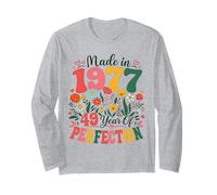 49 Year Old Made in 1977 Retro Floral 49th Birthday Women Manga Larga