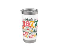 49 Year Old Made in 1977 Retro Floral 49th Birthday Women Vaso térmico de acero inoxidable de doble pared