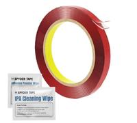 4910 Cinta acrílica transparente doble cara 10mm x 3m - Cinta de montaje fuerte e invisible para vidrio acrílico plástico y metal - Espuma acrílica resistente al clima con toallita IPA y promotor