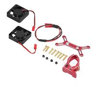 4985 1717 Ventilador de refrigeración para motor sin escobillas, disipador de calor, doble ventilador de aleación de aluminio para coche RC Traxxas 1/5, de refrigeración (Roja)