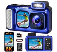 49FT Camara Acuatica Sumergible 8K WiFi con Pantalla Táctil de 2,88" | Maxmango 90MP Cámara Digital con Autofocus, Tarjeta de 32GB, Protección Antipolvo y Antigolpes para Snorkel y Viajes-Azul