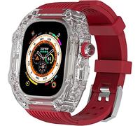 49mm Clear Transparent Case Mod Kit Men Silicone Bands,For Series 8 45mm, Hard PC Cover Replacement Strap Upgrade Rm Style Watch Accessories,For watch Series 7 44mm