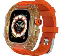49mm Clear Transparent Case Mod Kit Men Silicone Bands,For Series 8 45mm, Hard PC Cover Replacement Strap Upgrade Rm Style Watch Accessories,For watch Series 7 44mm