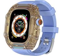 49mm Clear Transparent Case Mod Kit Men Silicone Bands,For Series 8 45mm, Hard PC Cover Replacement Strap Upgrade Rm Style Watch Accessories,For watch Series 7 44mm
