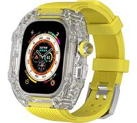 49mm Clear Transparent Case Mod Kit Men Silicone Bands,For Series 8 45mm, Hard PC Cover Replacement Strap Upgrade Rm Style Watch Accessories,For watch Series 7 44mm