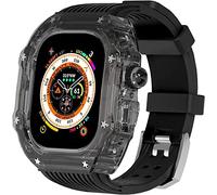 49mm Clear Transparent Case Mod Kit Men Silicone Bands,For Series 8 45mm, Hard PC Cover Replacement Strap Upgrade Rm Style Watch Accessories,For watch Series 7 44mm
