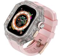 49mm Transparent Watch Case Rubber Band,For Ultra 8 Series Replacement,Silicone Sport Straps Clear PC Watch Case Bezel Mod Kit Accessories