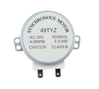 49TYZ, Compatible Con Galanz, Motor Síncrono For Horno Microondas, 5/6 R/min, Bandeja Giratoria, 30 V, 3 W, Eje Semicircular, Clase E