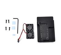 4B Case Aluminum Alloy Protective Enclosure Heat Dissipation Cooling Box with Dual Fans for 4B Black 8.5x5.5x2.5cm