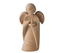 4betterdays.com Clásico ángel de la Guarda de pie de Madera de Pino con Vela - Artesanía de Tirol del Sur, Olor a Pino, Altura de 9 cm, Regalo de Bautizo para niñas, ángel de la Guarda niños