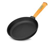 4BIG.fun Sartén de Hierro Fundido para Freír 20 cm 39 mm de alto - Sartén con mango de madera - Sartén apta para barbacoa de gas, horno, fogones y todo tipo de cocinas, incluida la inducción