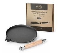 4BIG.fun Sartén para panqueques de 24 cm de diámetro, sartén de hierro fundido para crepes/tortitas, sartén omlett, sartén para crepes para todo tipo de fuegos, incluye inducción