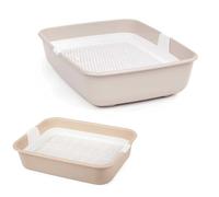 4BIG.fun Set de Arena para Gatos Con Filtro de Limpieza y Primer Inodoro para Gatitos, Conejos, Arenero, Colador de Limpieza Beige