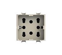 4box 4b.a.h21 Toma Multistandard 1 Schuko o 2 BIPASSO Compatible con Bticino Matix Magic, 250 V, Marfil