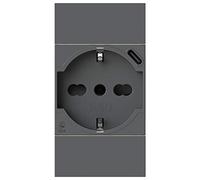 4box - P40 USB 3.0 A para Bticino® LivingNow™ para cargar sus dispositivos sin fuente de alimentación. Equipado con conector tipo C y toma 2P+T. Color Antracita