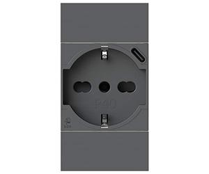 4box - P40 USB 3.0 A para Bticino® LivingNow™ para cargar sus dispositivos sin fuente de alimentación. Equipado con conector tipo C y toma 2P+T. Color Antracita