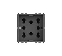 4Box - Toma multiestándar 1 Schuko o 2 bipaso Compatible con Vimar Arkè, 250 V, Gris, 4B.V19.H21, 250V